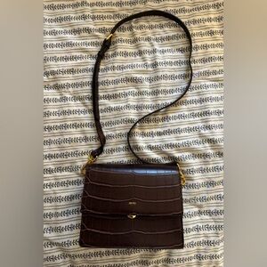 JW PEI Mini Flap Bag in Burgundy Croc